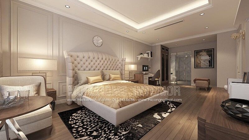 Gợi ý lựa chọn những kiểu giường ngủ và đầu giường bọc nỉ tân cổ điển cho phòng ngủ chung cư, phòng ngủ biệt thự